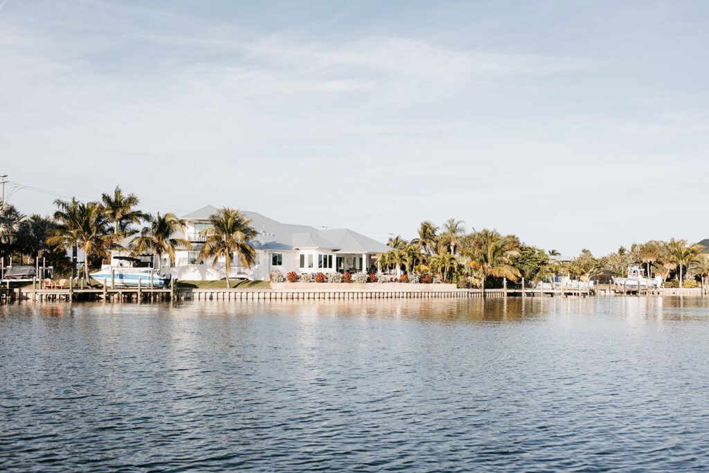 A stunning view of a lakeside home on Anna Maria Island
