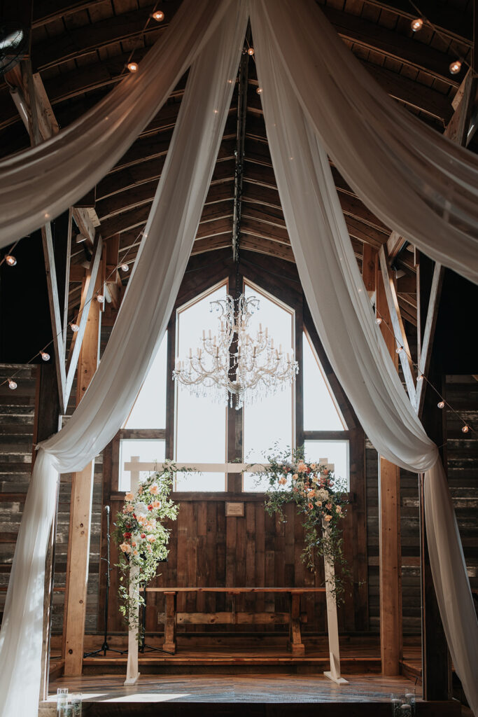 Ceremony area within Stone Hill Barn