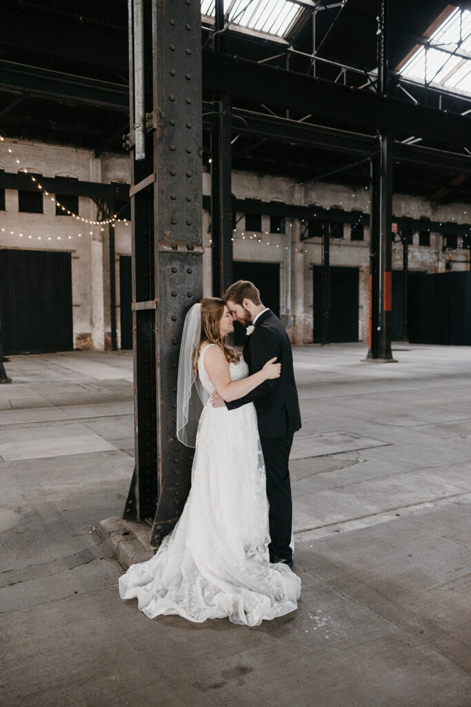 romantic wedding at an industrial wedding venue in Minnesota