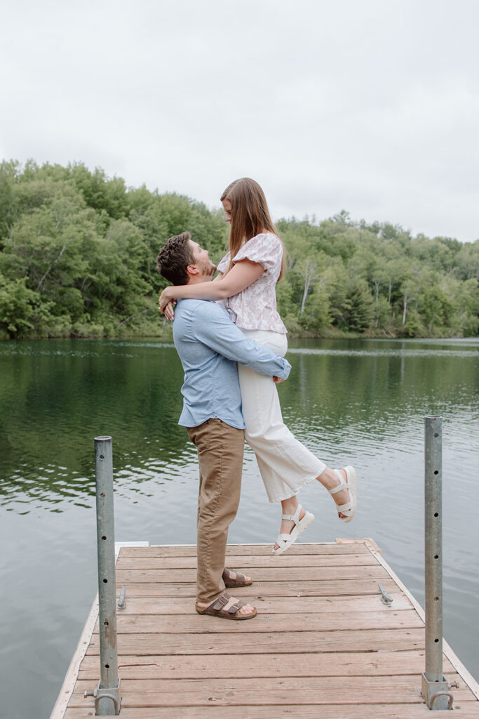 Engagement photos on the lake in MN