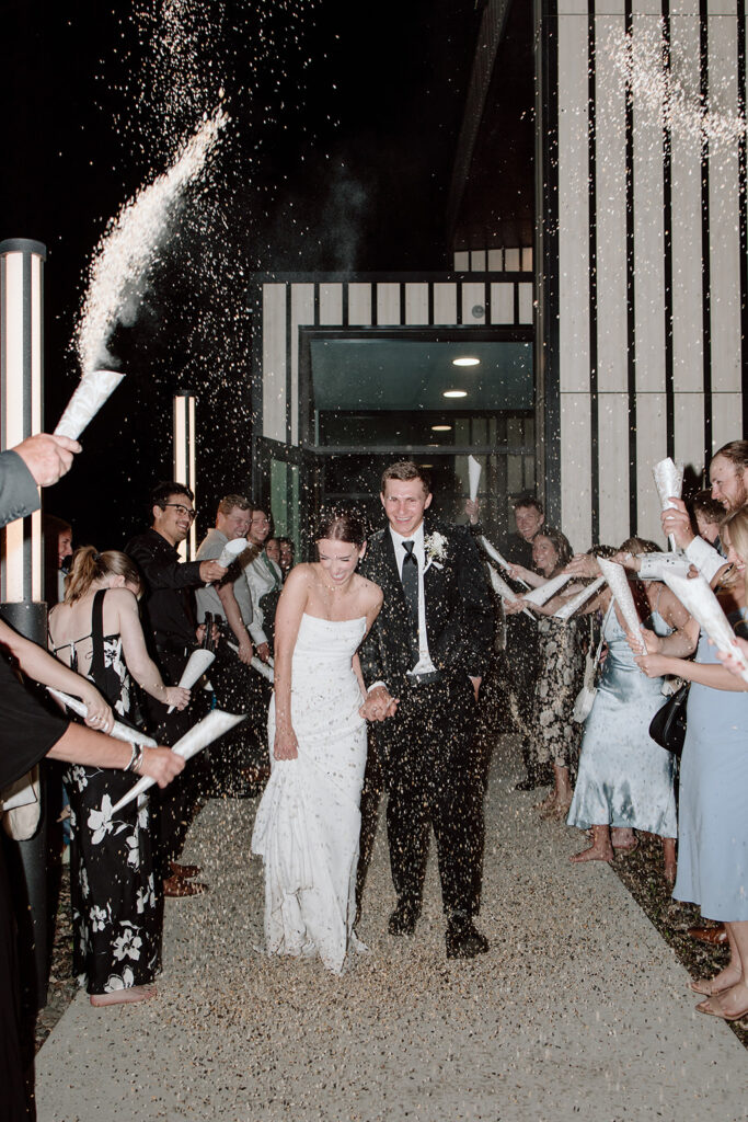 Bird seed wedding exit