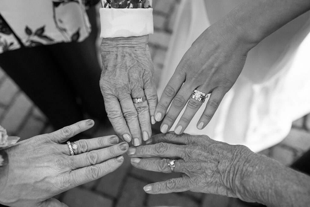 All of the brides generational women wearing their wedding bands