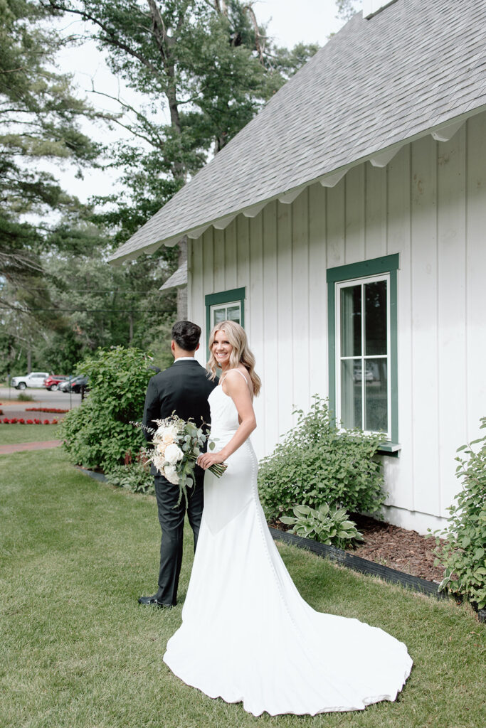 Bride and groom first look