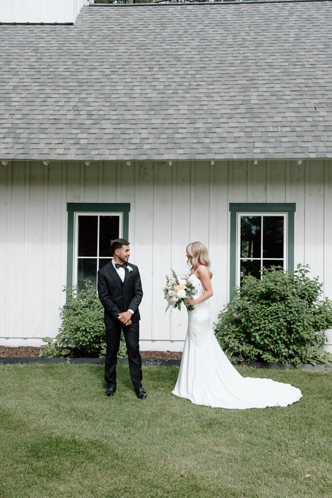 Bride and groom first look