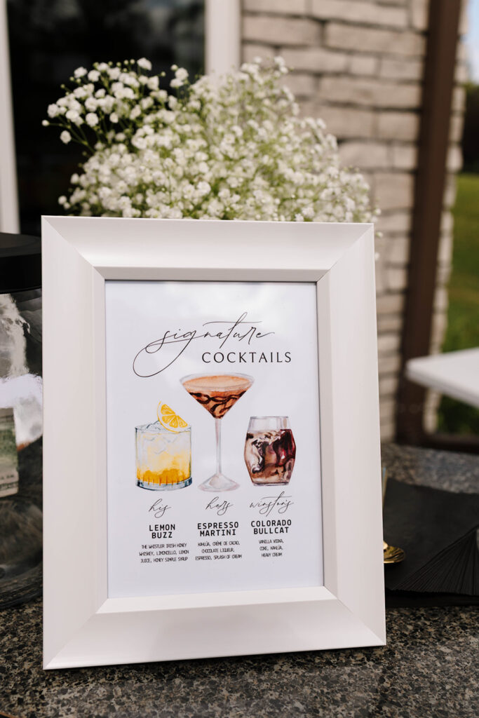 wedding detail shot during cocktail hour