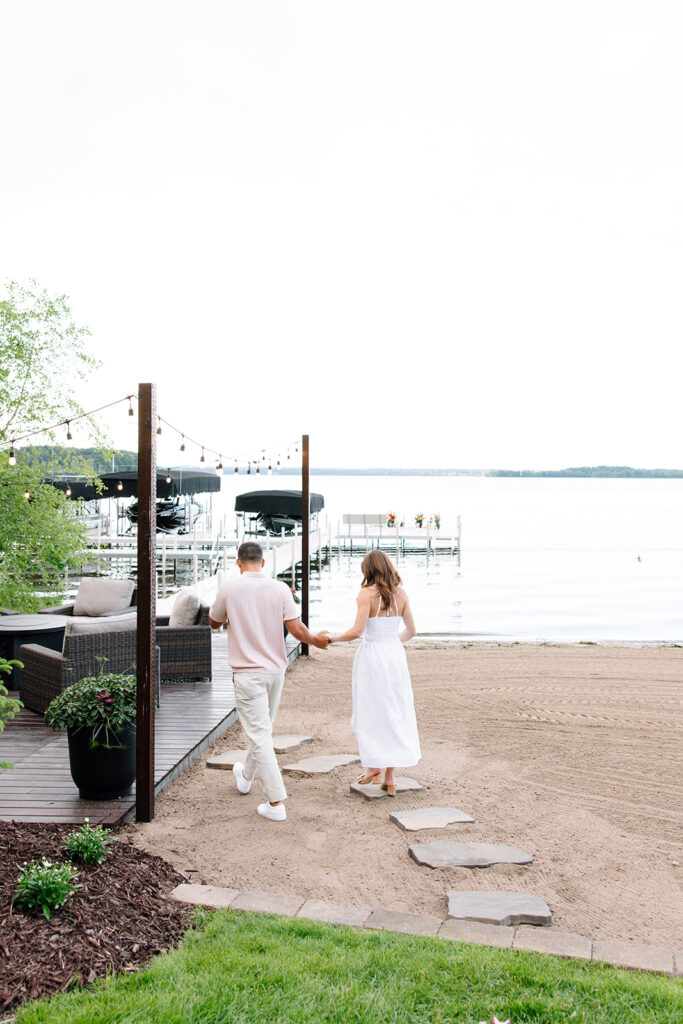 A romantic engagement proposal session at crosslake chain.
