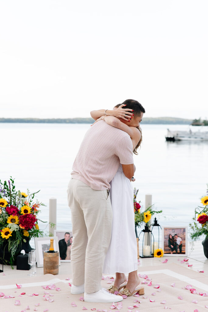 Couple standing together outdoors during a candid moment.
